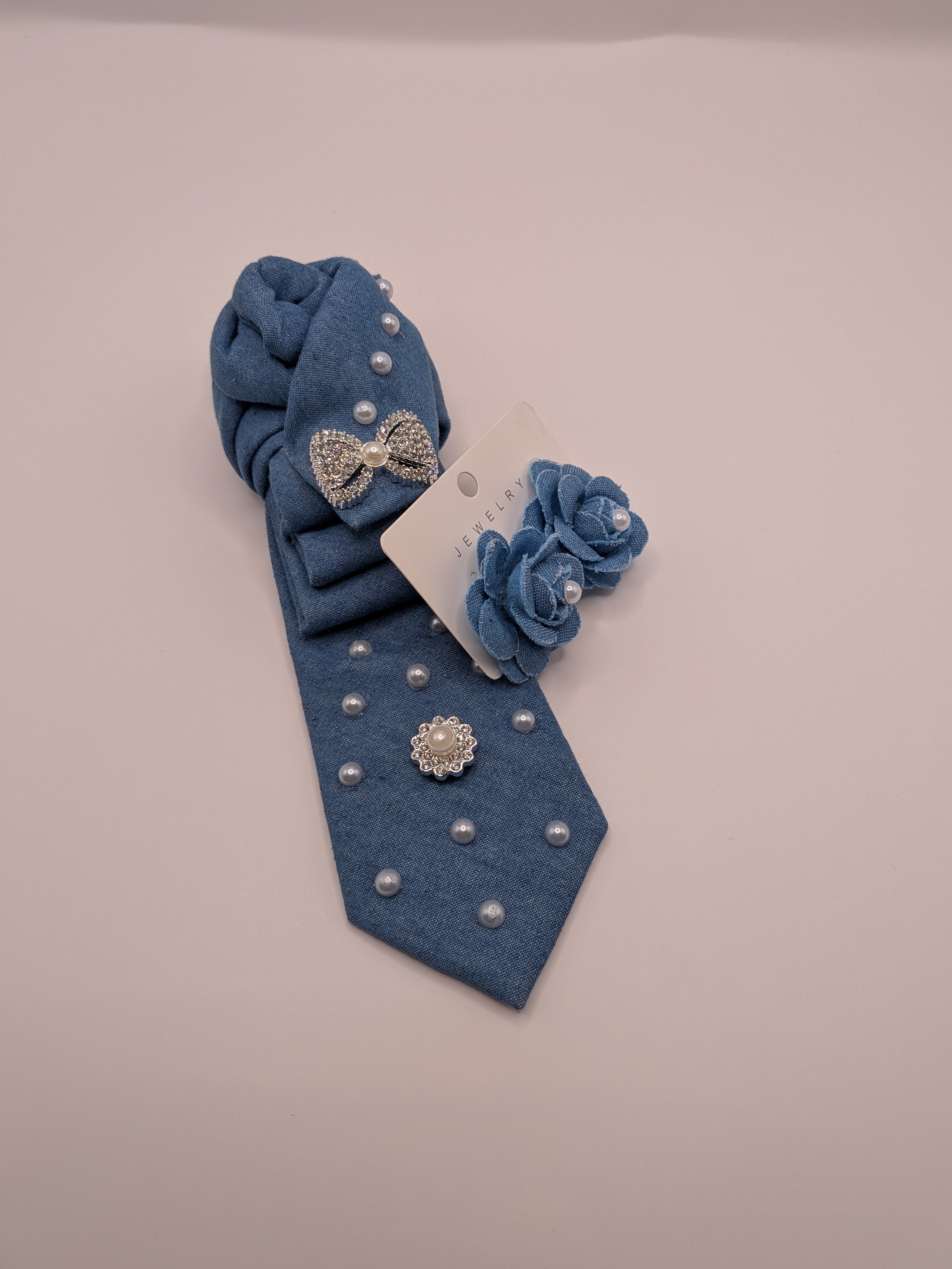 Denim and Pearl Elegance